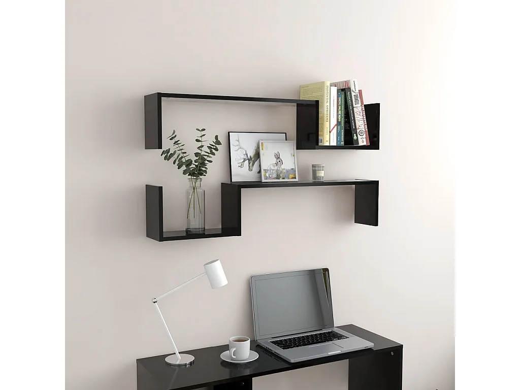 Étagères murales 2 pcs Noir 100x15x20