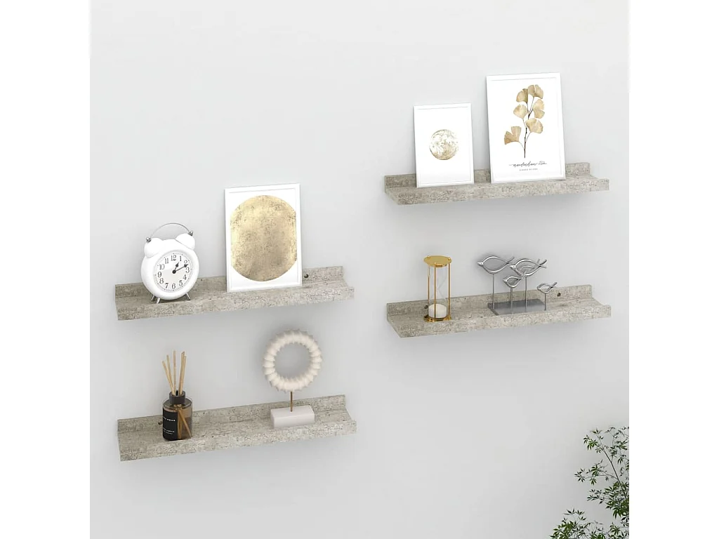 Étagères murales 4 pcs Gris béton 40x9x3