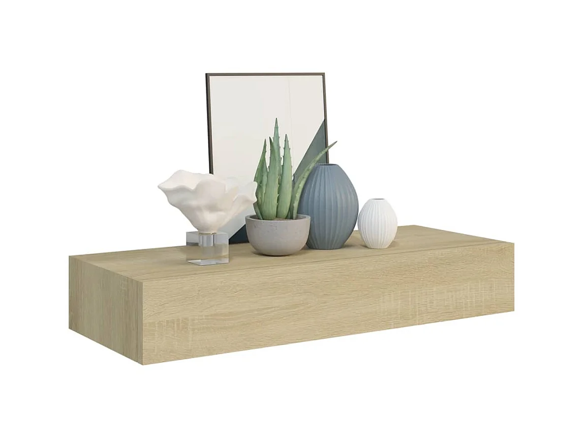 Étagère à tiroir murale Chêne 60x23,5x10 MDF
