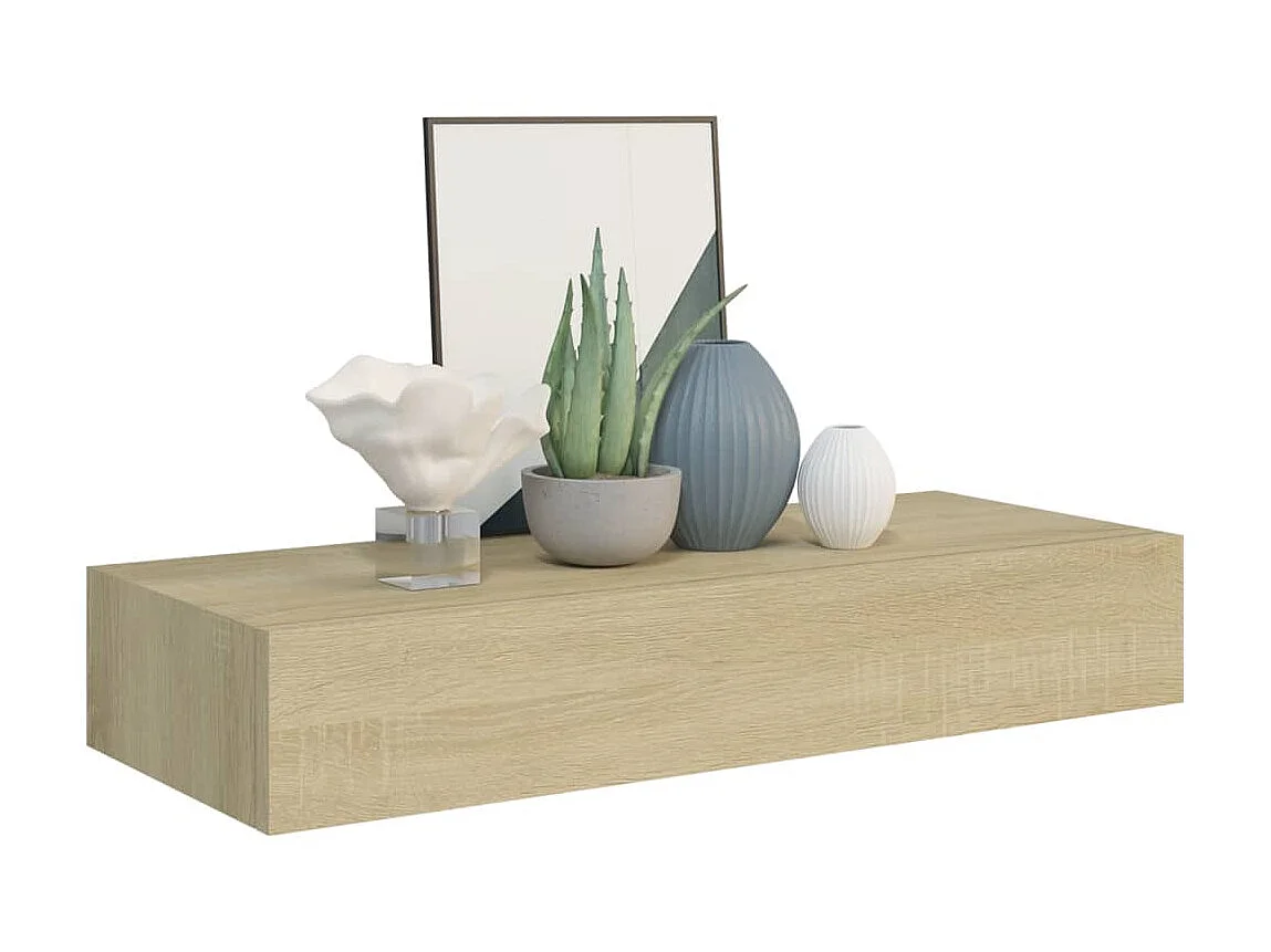 Étagère à tiroir murale Chêne 60x23,5x10 MDF