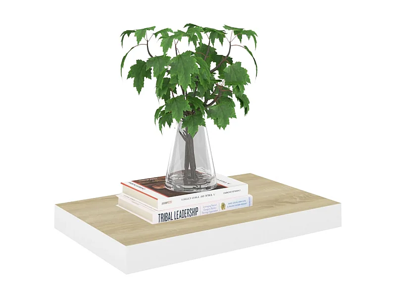 Étagère murale flottante Chêne et blanc 50x23x3,8 MDF