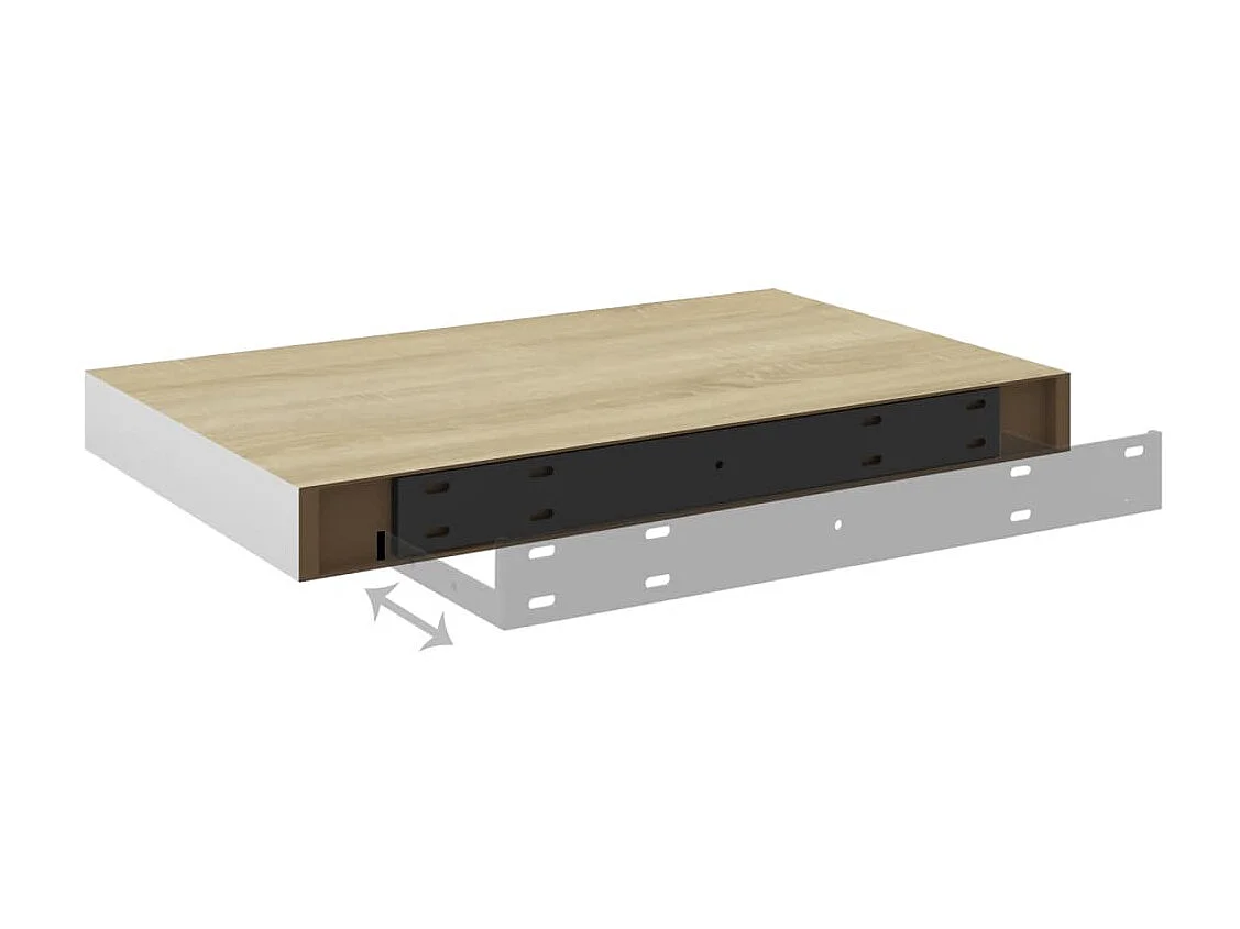 Étagère murale flottante Chêne et blanc 50x23x3,8 MDF