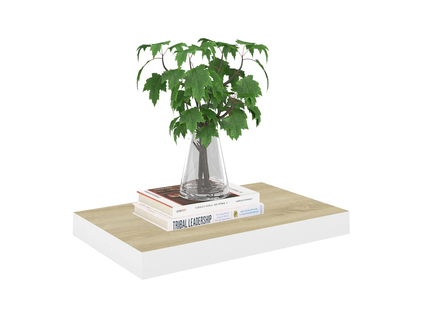 Étagère murale flottante Chêne et blanc 50x23x3,8 MDF