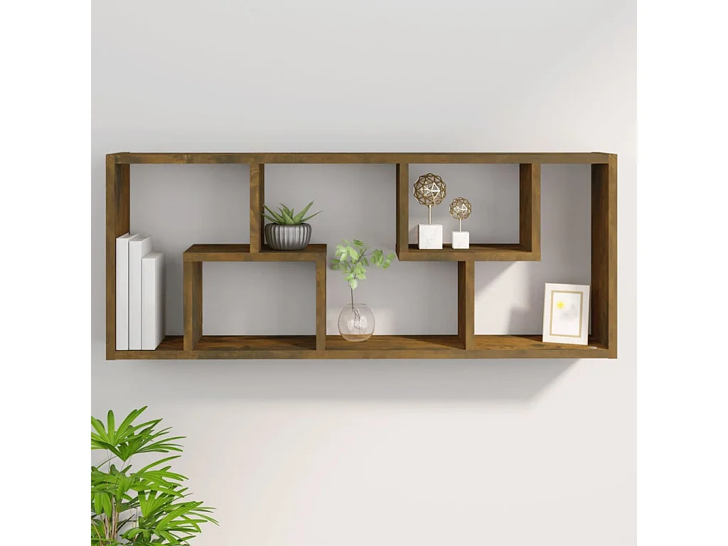 Étagère murale Chêne fumé 36x16x90 Bois d'ingénierie