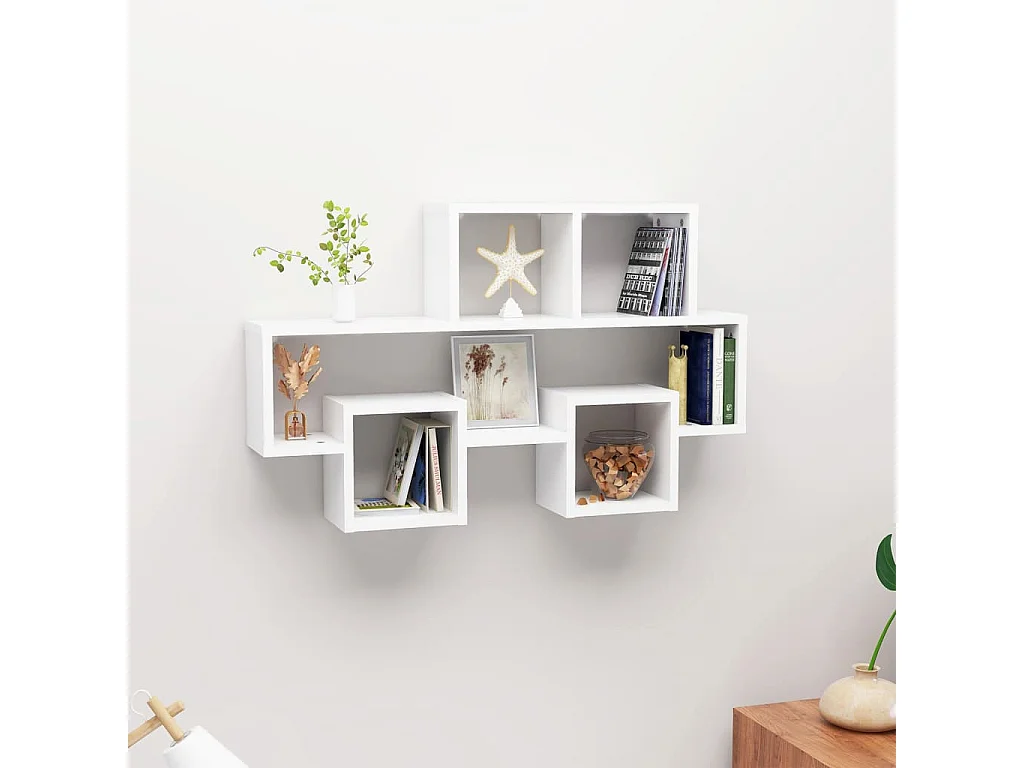 Étagère murale forme d'auto Blanc 82x15x51