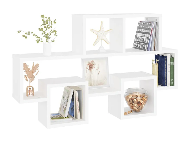 Étagère murale forme d'auto Blanc 82x15x51