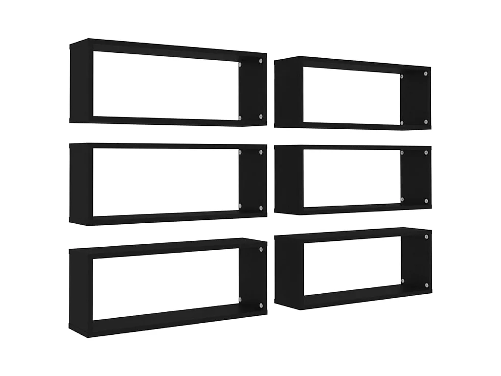 Étagères cube murales 6 pcs Noir 60x15x23