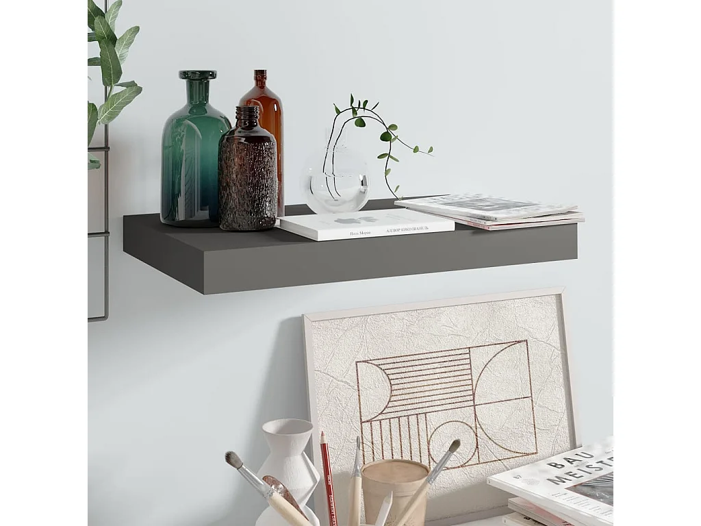 Étagère murale flottante Gris brillant 40x23x3,8 MDF