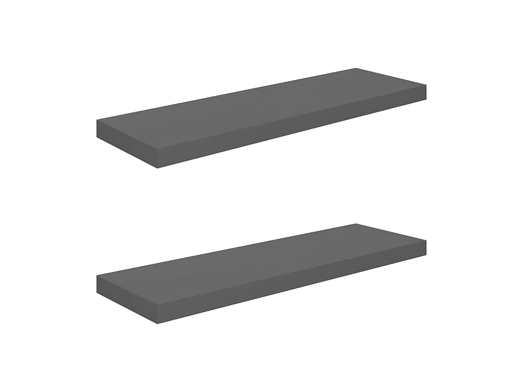 Étagère murale flottante 2 pcs Gris brillant 80x23,5x3,8 MDF