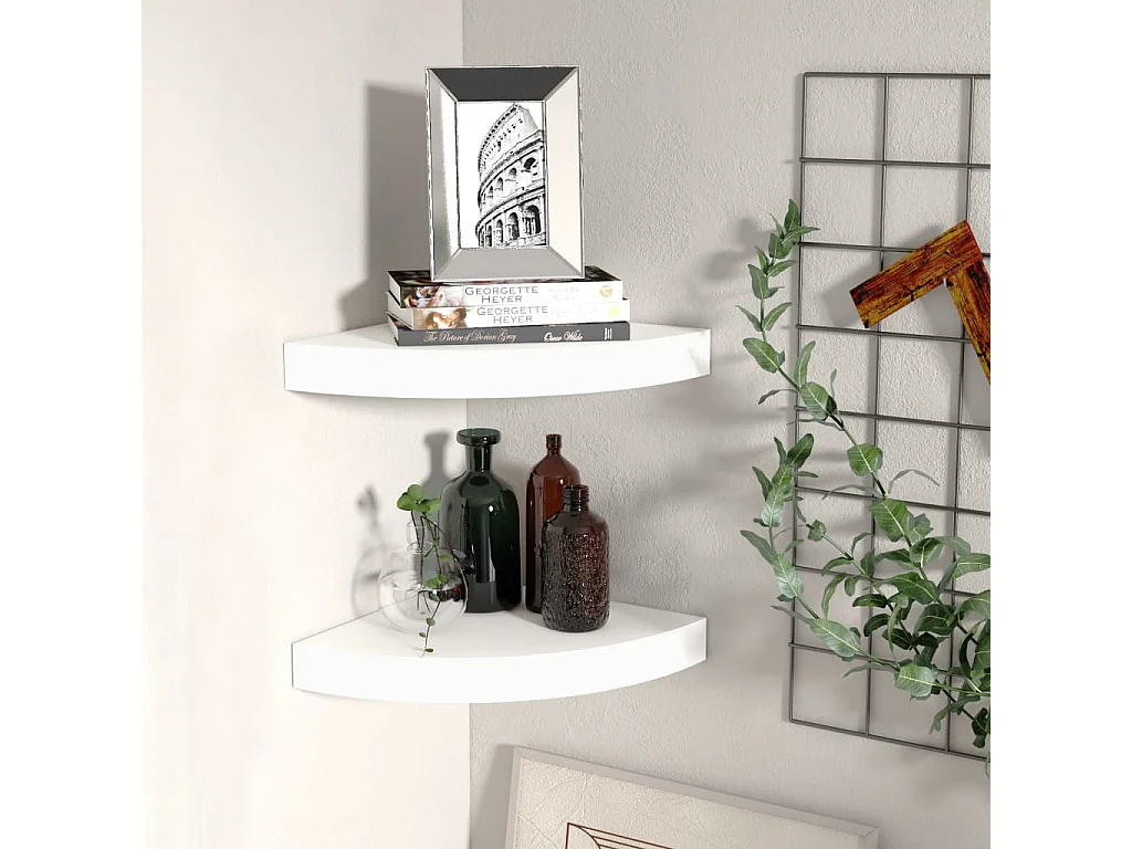 Étagères d'angle flottantes 2 pcs Blanc 25x25x3,8 MDF