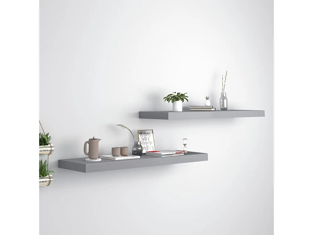 Étagères murales flottantes 2 pcs Gris 80x23,5x3,8 MDF