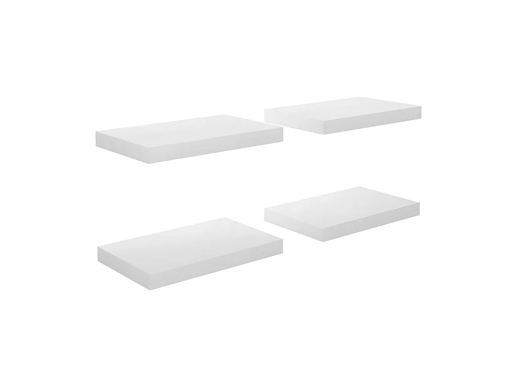 Étagère murale flottante 4 pcs Blanc brillant 40x23x3,8 MDF