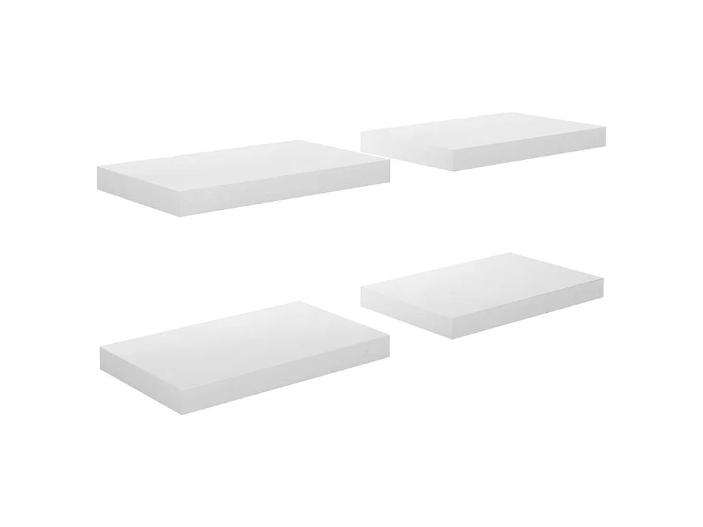 Étagère murale flottante 4 pcs Blanc brillant 40x23x3,8 MDF