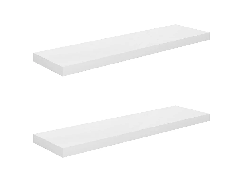 Étagère murale flottante 2 pcs Blanc brillant 90x23,5x3,8 MDF