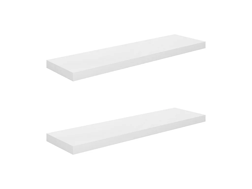 Étagère murale flottante 2 pcs Blanc brillant 90x23,5x3,8 MDF