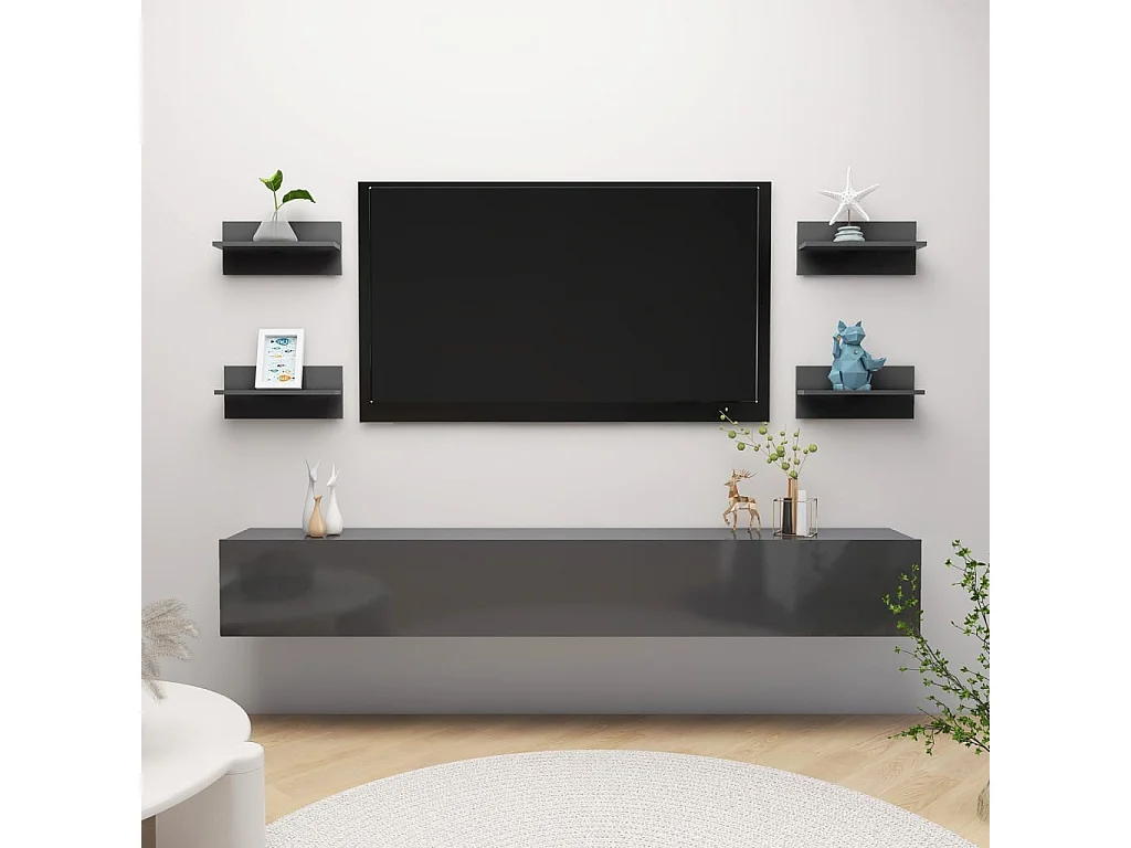 Étagères murales 4 pcs Gris brillant 40x11,5x18