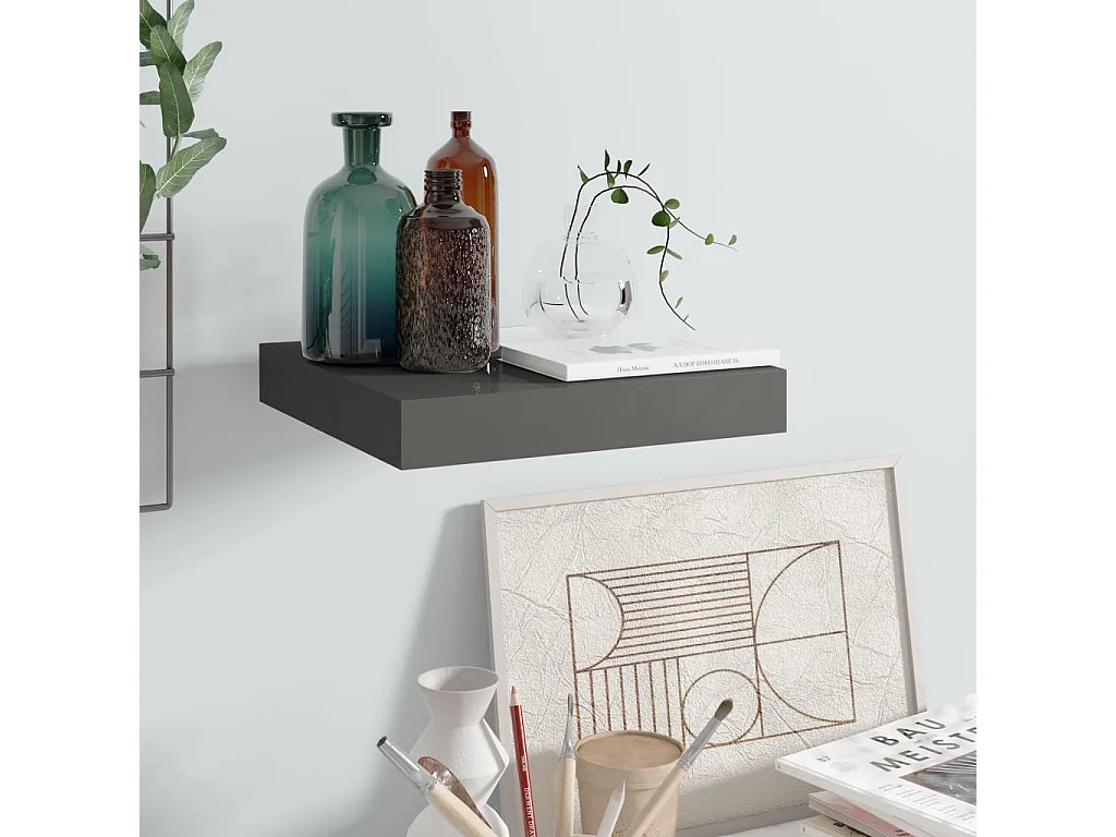 Étagère murale flottante Gris brillant 23x23,5x3,8 MDF
