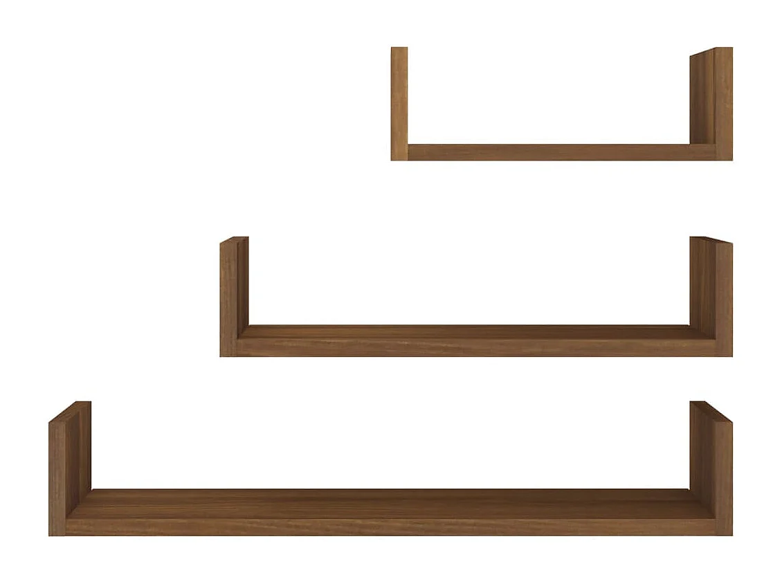 Étagères murales d'affichage3pcs Chêne marron Bois d'ingénierie