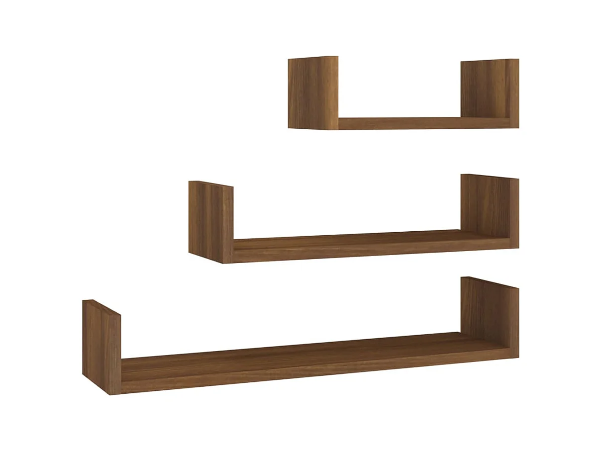 Étagères murales d'affichage3pcs Chêne marron Bois d'ingénierie