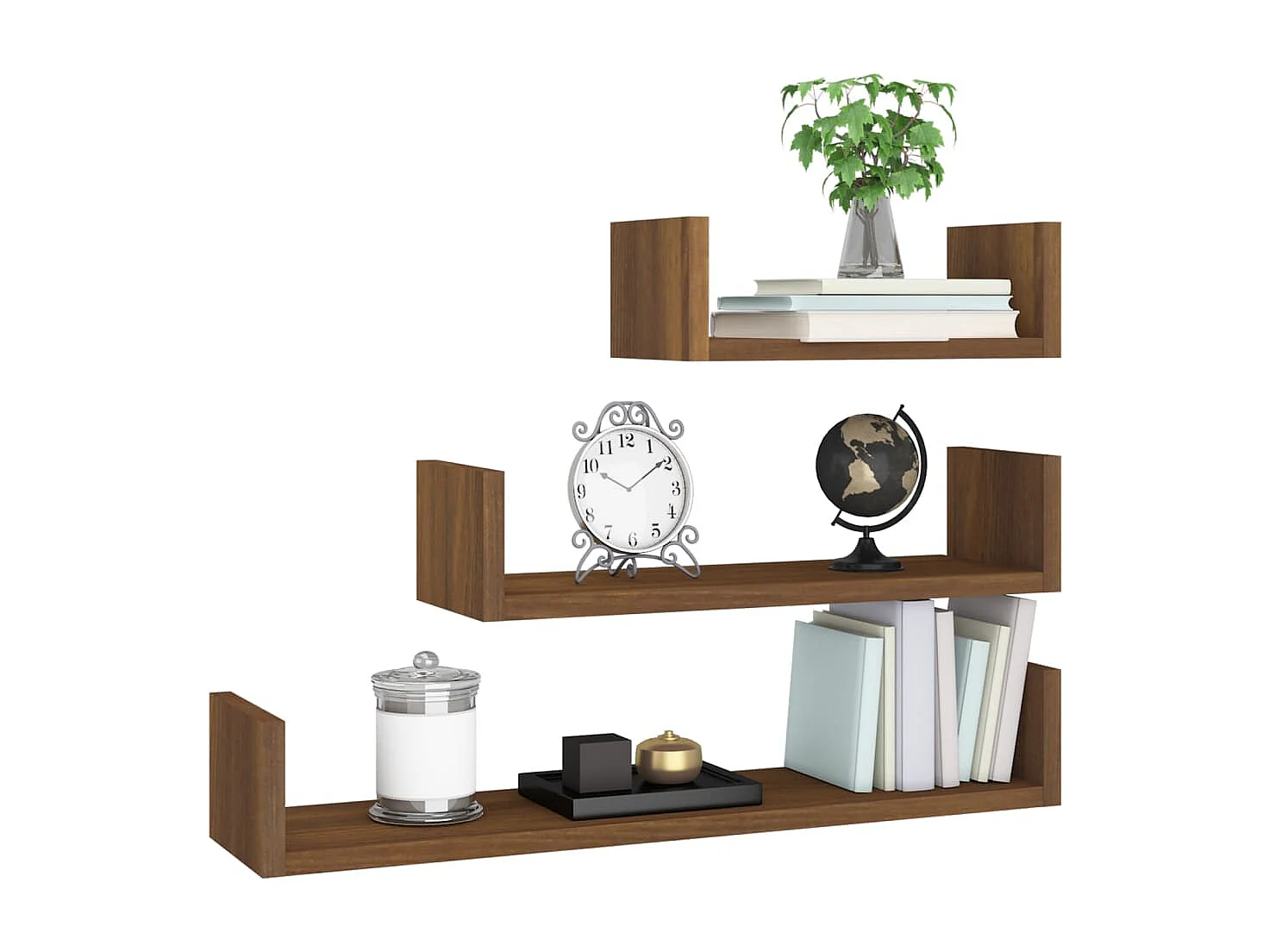 Étagères murales d'affichage3pcs Chêne marron Bois d'ingénierie