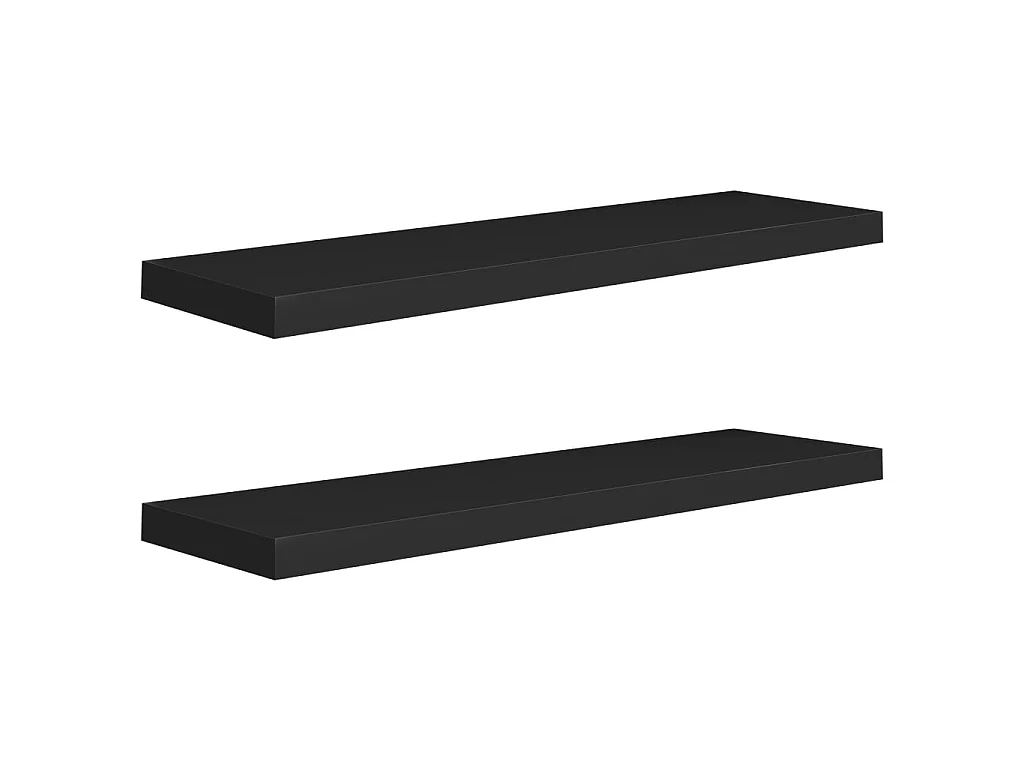Étagères murales flottantes 2 pcs Noir 90x23,5x3,8 MDF