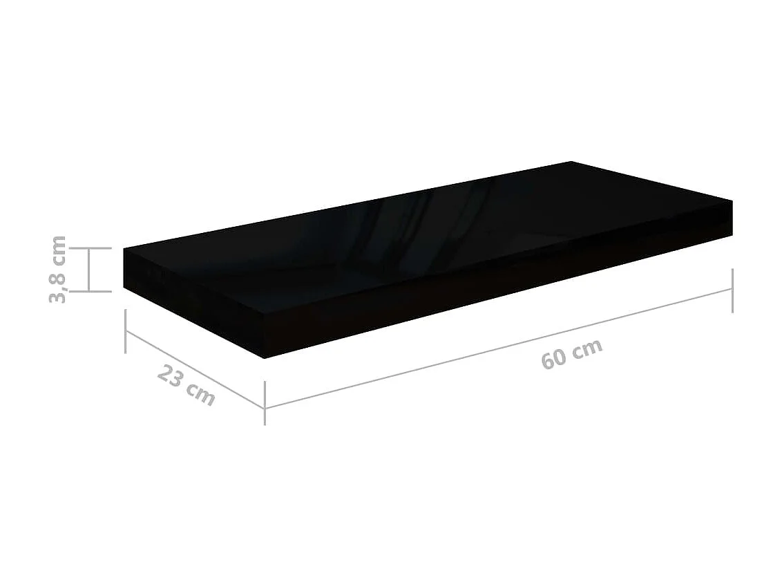 Étagère murale flottante 4 pcs Noir brillant 60x23,5x3,8 MDF