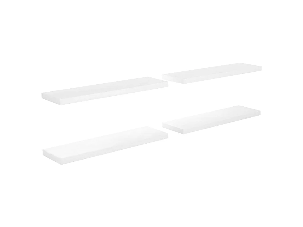 Étagère murale flottante 4 pcs Blanc brillant 90x23,5x3,8 MDF