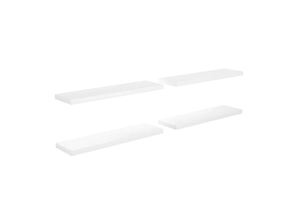Étagère murale flottante 4 pcs Blanc brillant 90x23,5x3,8 MDF