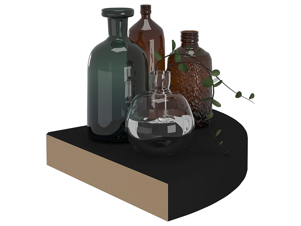 Étagères d'angle flottantes 4 pcs Noir 25x25x3,8 MDF