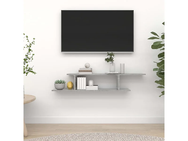 Étagère TV murale Gris béton 125x18x23