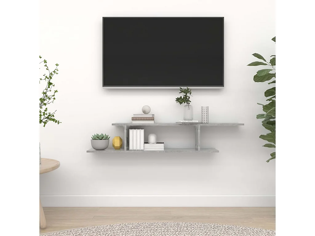 Étagère TV murale Gris béton 125x18x23