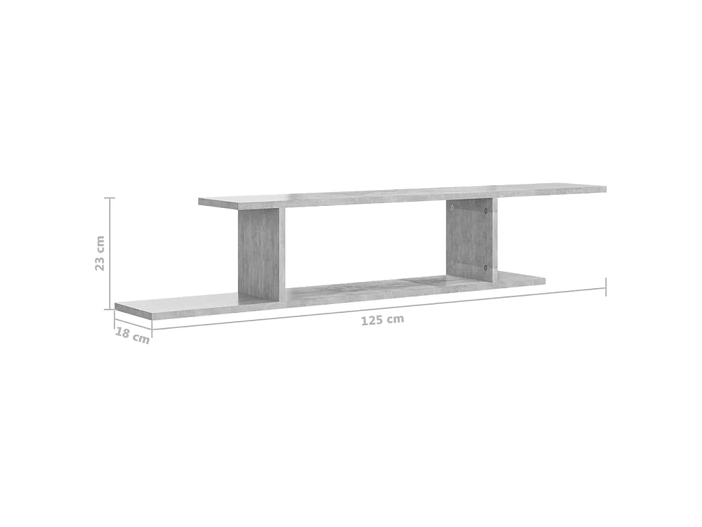 Étagère TV murale Gris béton 125x18x23
