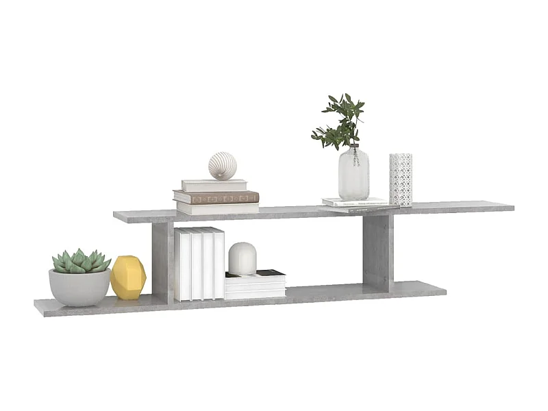 Étagère TV murale en bois Nokiz L125xH23xP18 - Adaptez à vos besoins-Gris béton