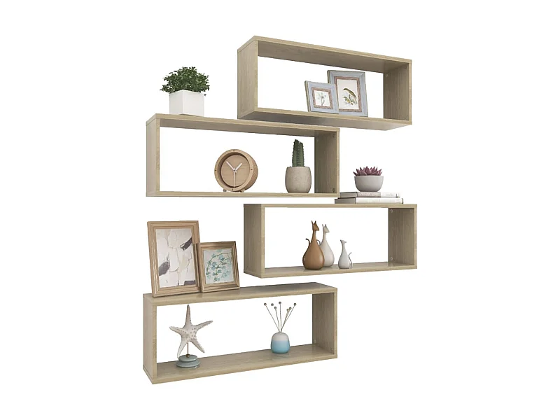 Étagères cube murales 4 pcs Chêne sonoma 60x15x23