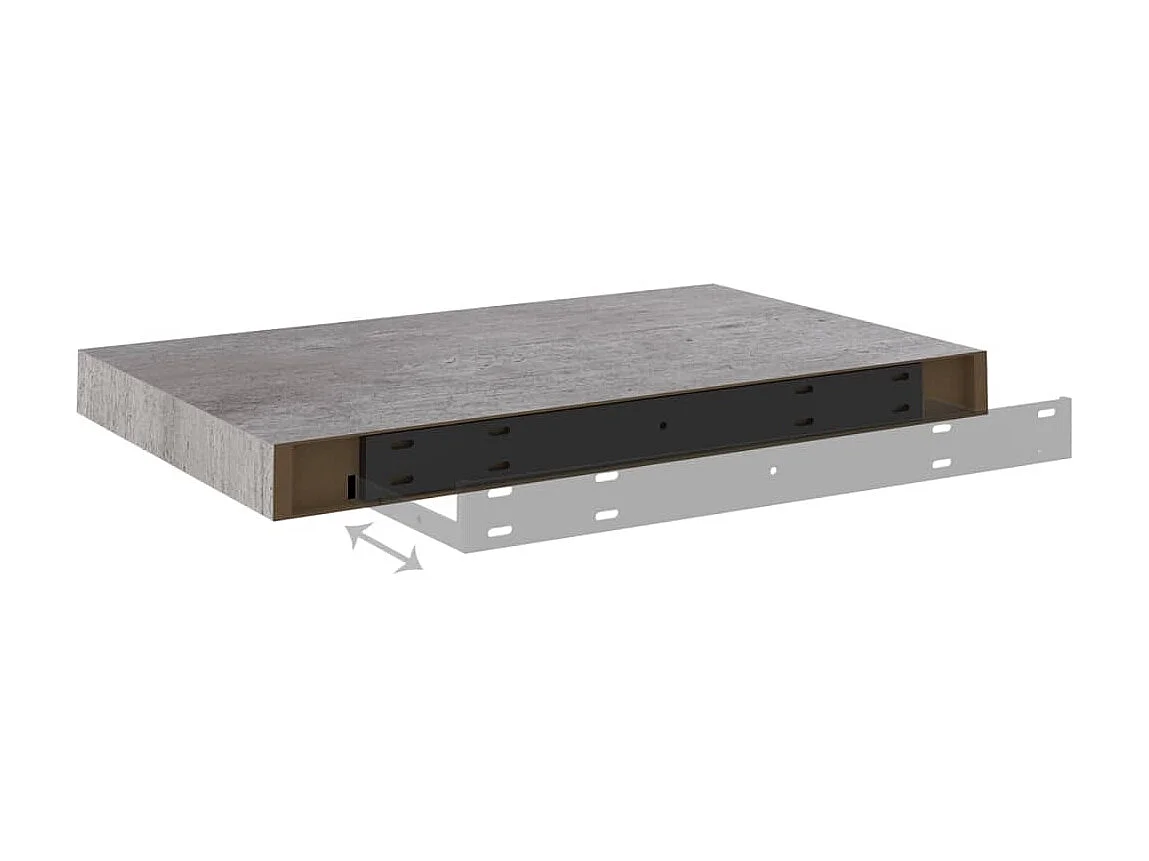 Étagère murale flottante Gris béton 50x23x3,8 MDF