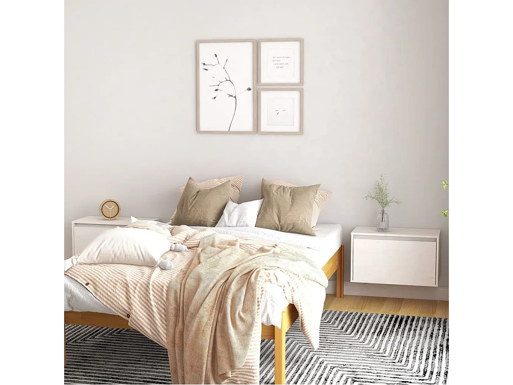 Armoires murales 2 pcs Blanc 60x30x35 Bois de pin massif