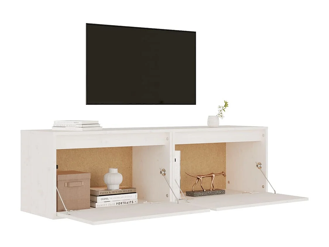 Armoires murales 2 pcs Blanc 60x30x35 Bois de pin massif