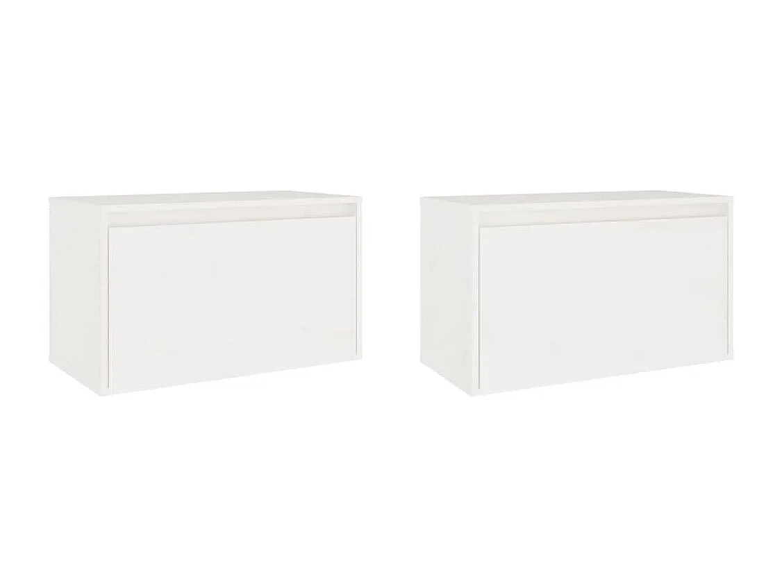 Armoires murales 2 pcs Blanc 60x30x35 Bois de pin massif