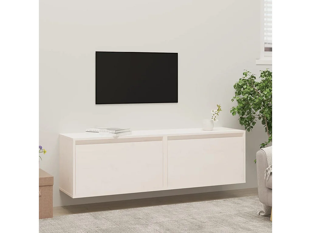 Armoires murales 2 pcs Blanc 60x30x35 Bois de pin massif