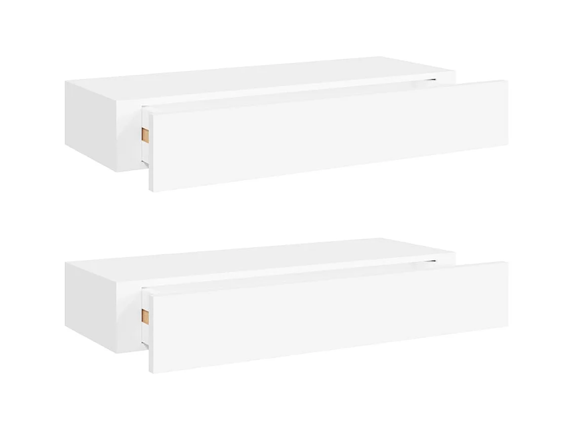Étagères à tiroirs murales 2 pcs Blanc 60x23,5x10 Murka