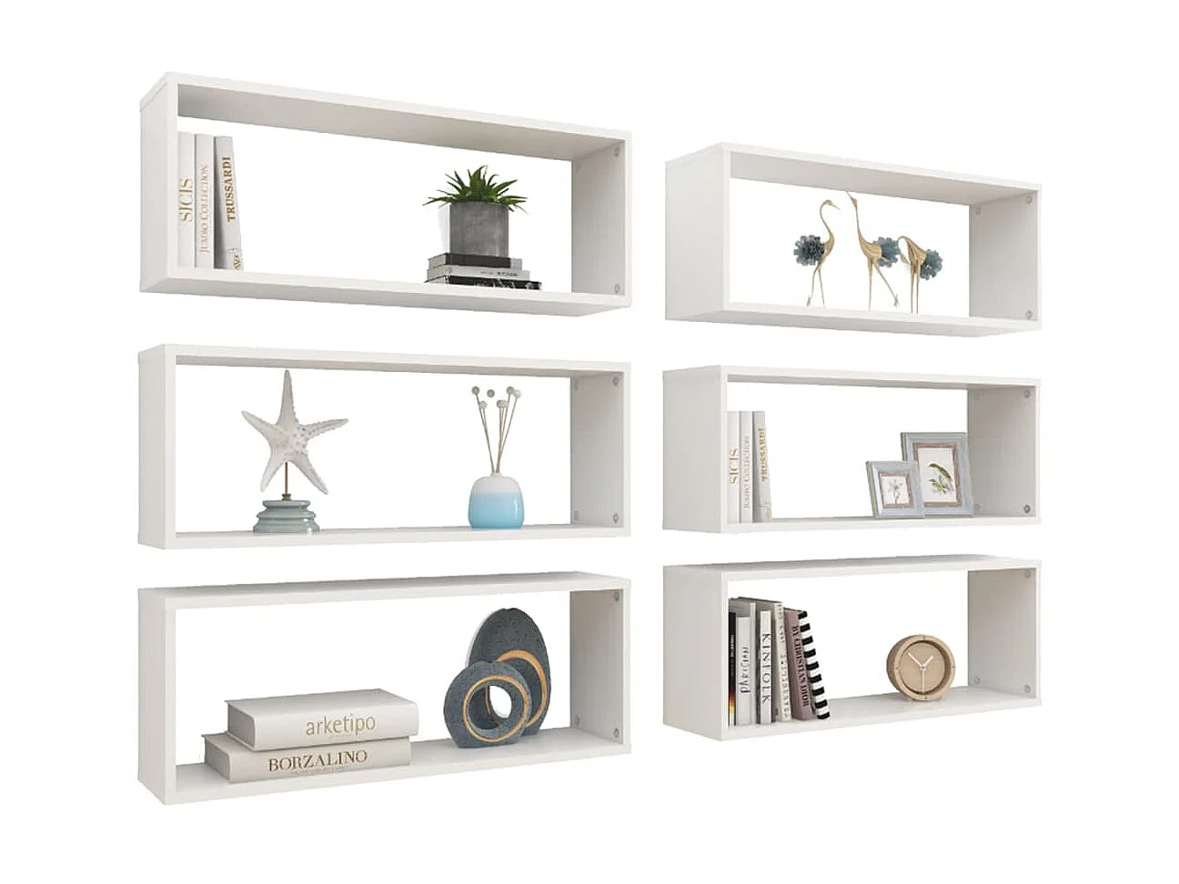 Étagères cube murales 6 pcs Blanc 60x15x23