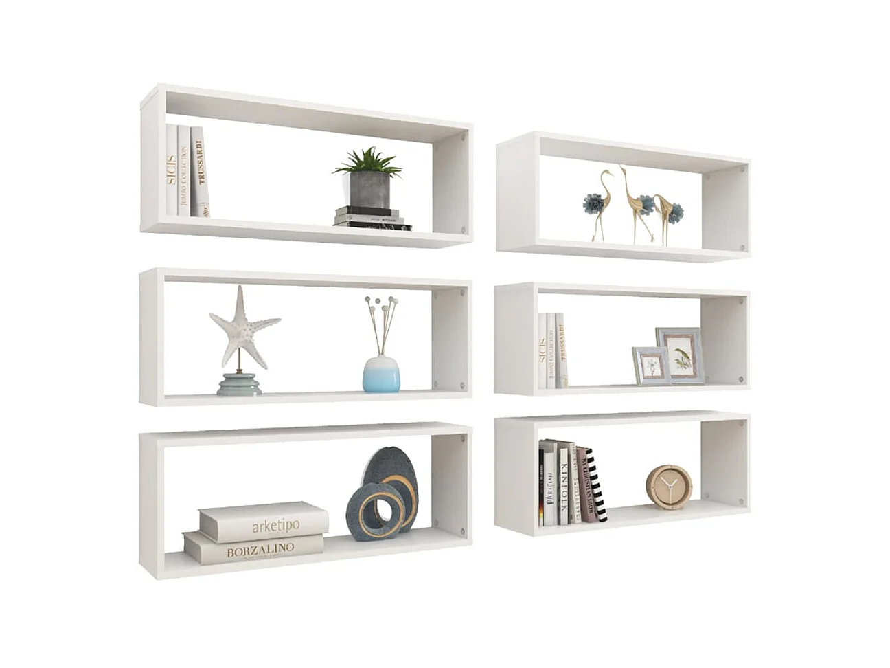 Étagères cube murales 6 pcs Blanc 60x15x23