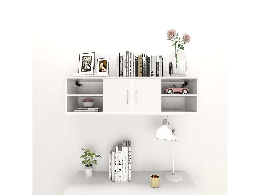 Étagère murale Blanc brillant 102x30x29