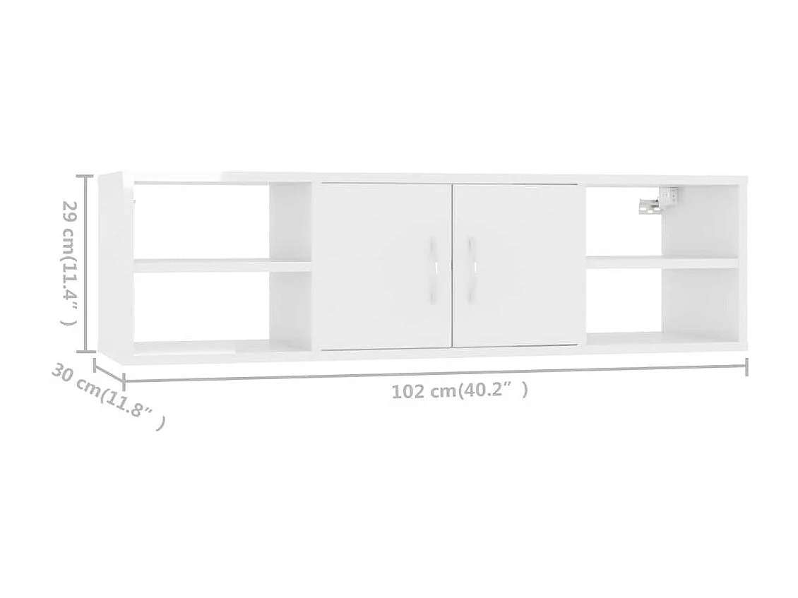 Étagère murale Blanc brillant 102x30x29