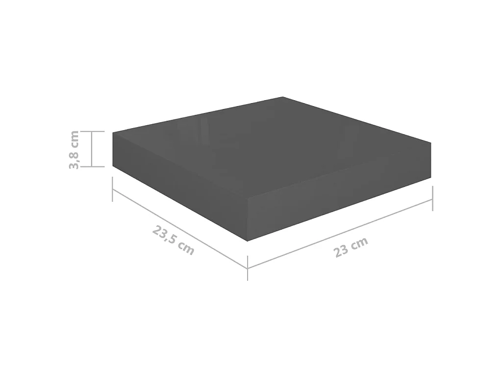 Étagère murale flottante 4 pcs Gris brillant 23x23,5x3,8 MDF