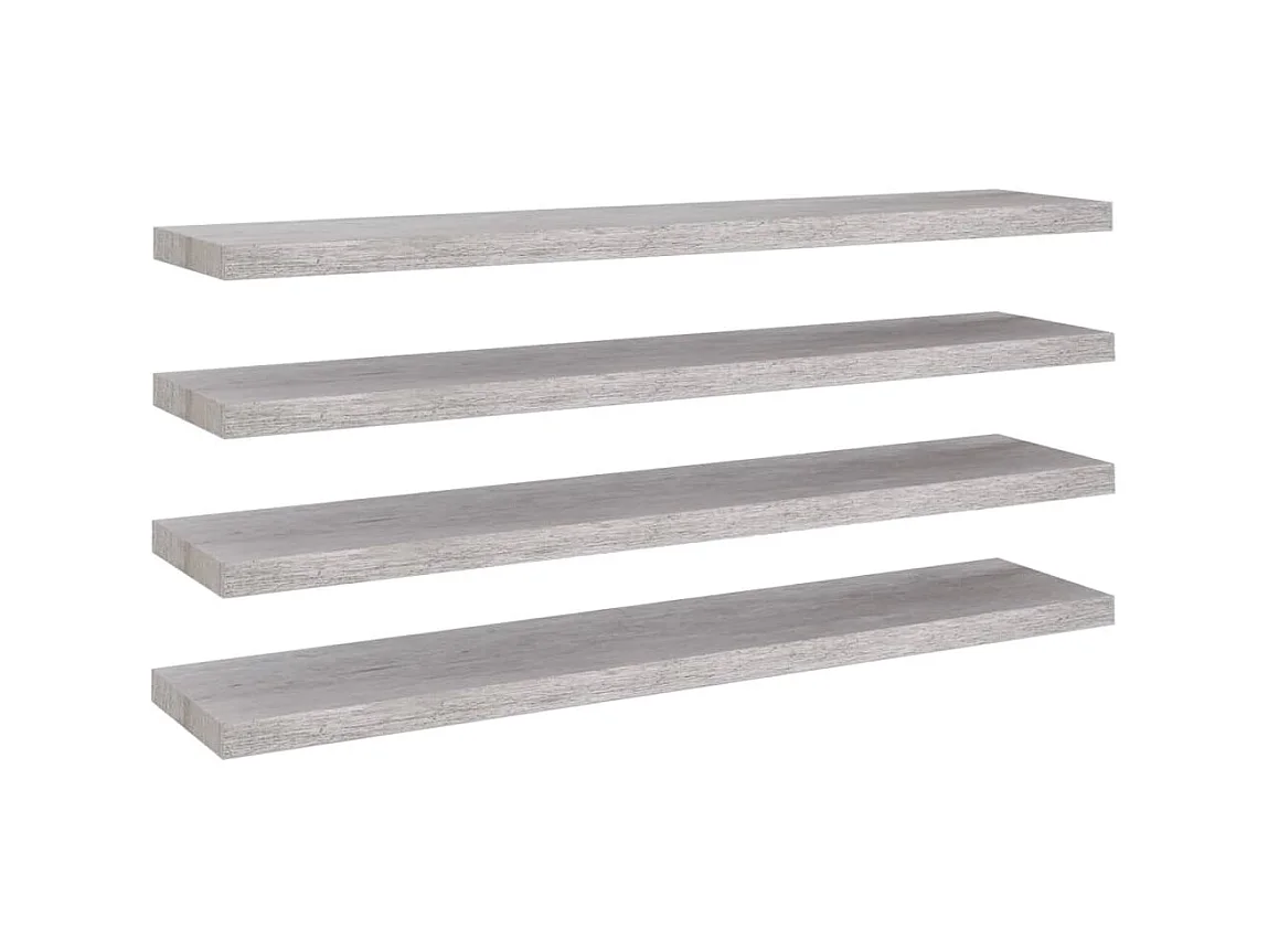 Étagères murales flottantes 4 pcs Gris béton 120x23,5x3,8 MDF