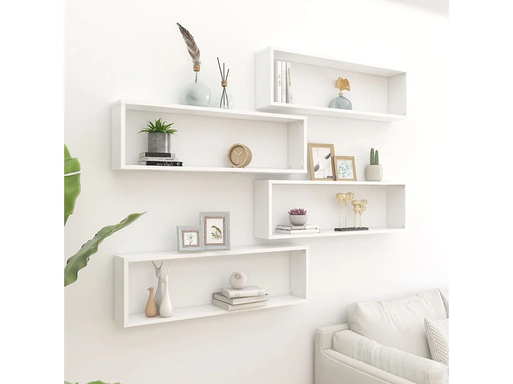 Étagères cube murales 4 pcs Blanc 100x15x30