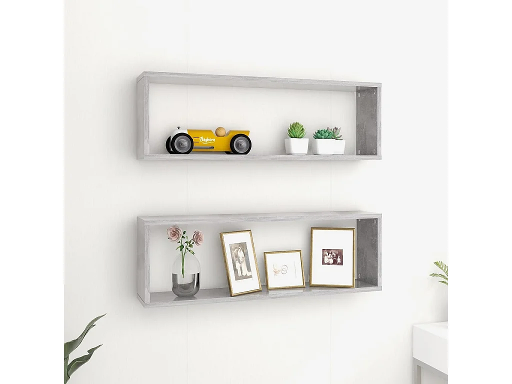 Étagères cube murales 2 pcs Gris béton 80x15x26,5 Bako