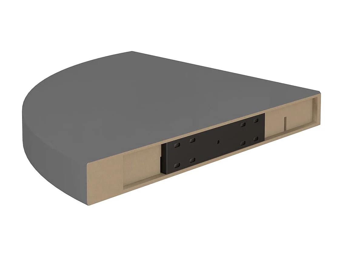 Étagères d'angle flottantes 2 pcs Gris brillant 35x35x3,8 MDF