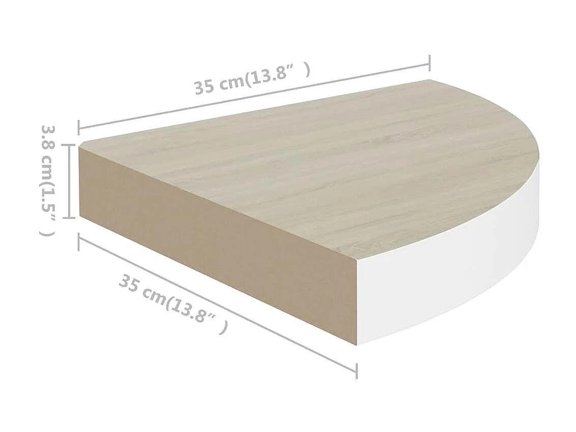 Étagères d'angle murales 2 pcs Chêne et blanc 35x35x3,8 MDF
